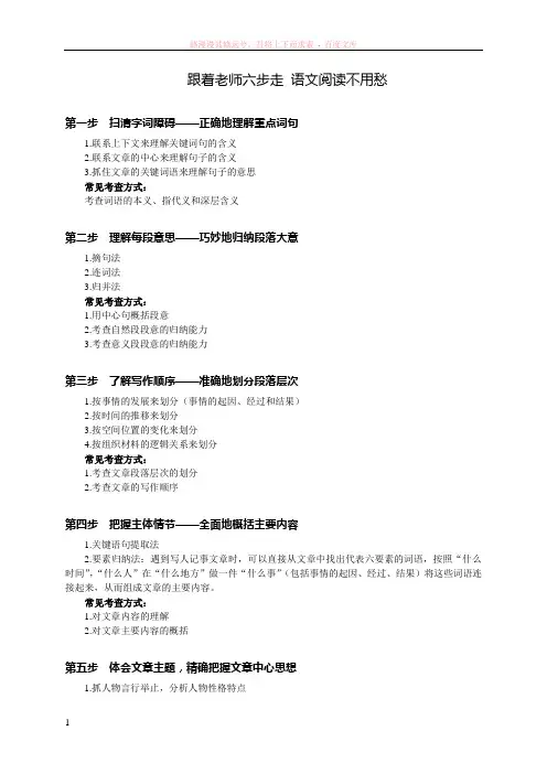 小学语文阅读思维六步法