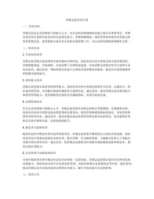 营销总监培训计划
