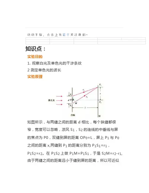 高中物理《实验：用双缝干涉测量光的波长》微课精讲+知识点+教案课件+习题