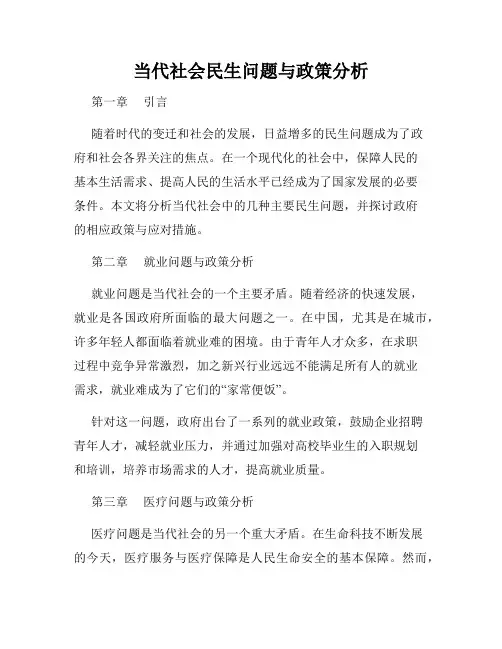 当代社会民生问题与政策分析