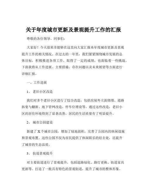 关于年度城市更新及景观提升工作的汇报