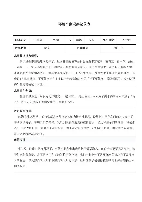 环境个案观察记录表