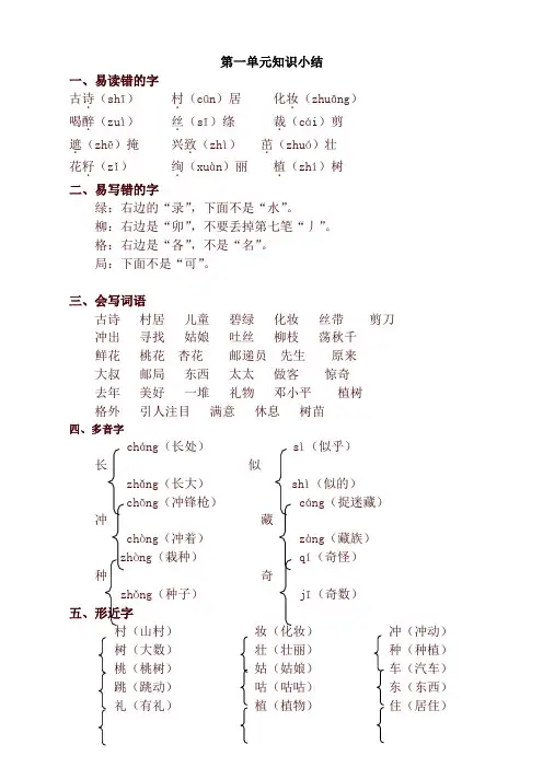 最新人教部编版二年级语文下册全册单元知识点汇总