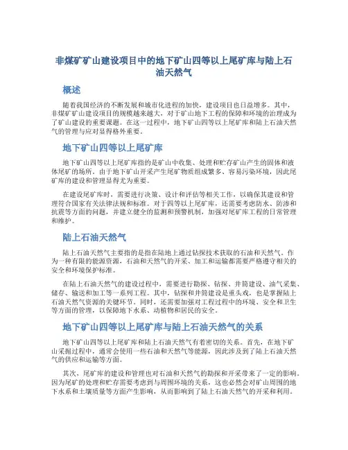 非煤矿矿山建设项目地下矿山四等以上尾矿库陆上石油天然气