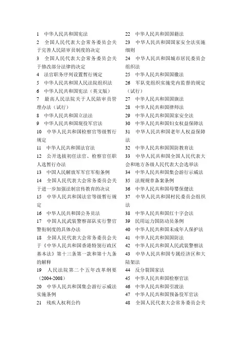 宪法及相关法条名称