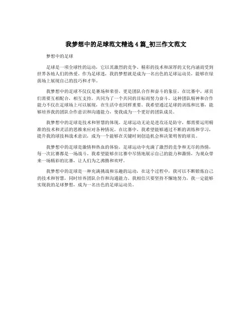 我梦想中的足球范文精选4篇_初三作文范文