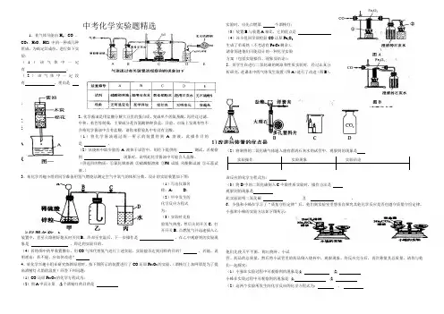 中考化学实验题精选