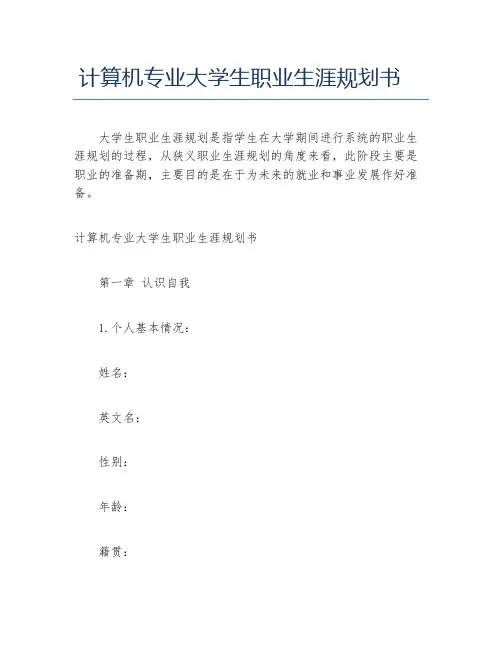 计算机专业大学生职业生涯规划书 3