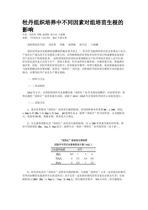 牡丹组织培养中不同因素对组培苗生根的影响