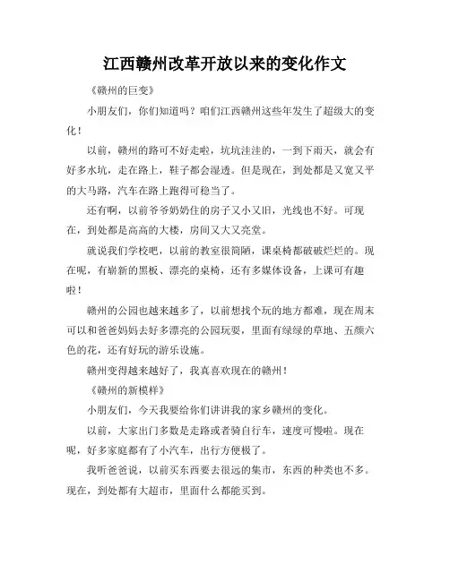 江西赣州改革开放以来的变化作文