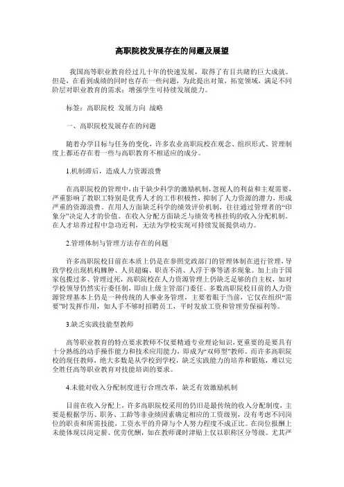 高职院校发展存在的问题及展望