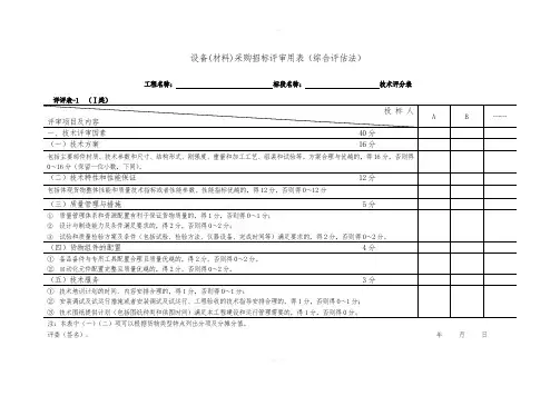 设备材料招标评标方法和标准-附表