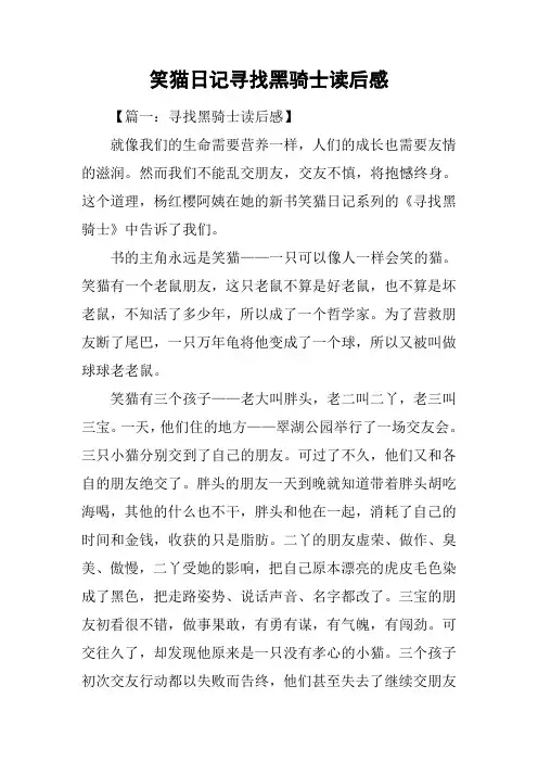 笑猫日记寻找黑骑士读后感