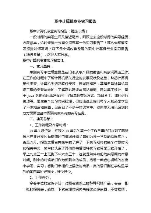 职中计算机专业实习报告