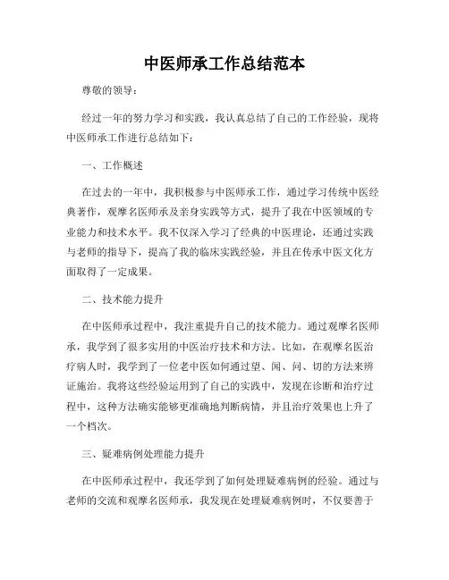 中医师承工作总结范本