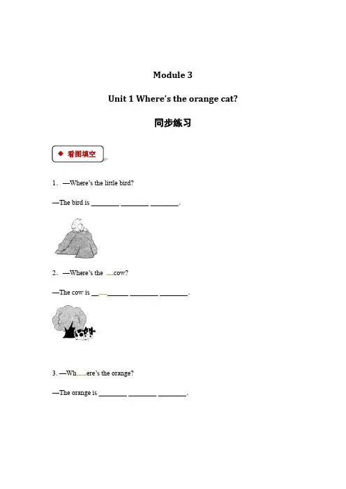 一年级下册英语一课一练-Module 3 Unit 1 Wheres the orange cat∣外研社一起含答案