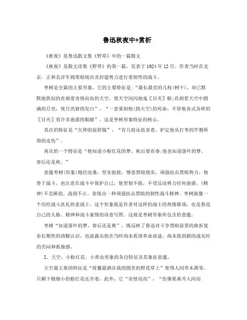 鲁迅秋夜中+赏析