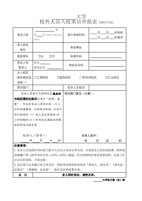 校外人员来访登记表