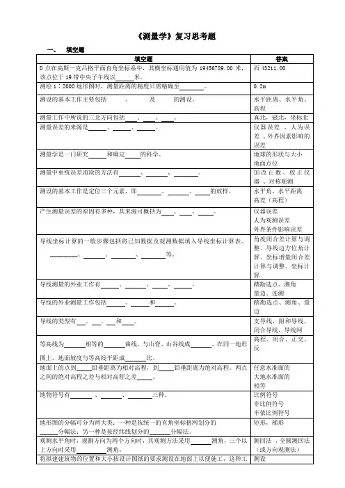 测量学思考题资料