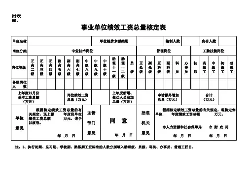 事业单位绩效工资总量核定表