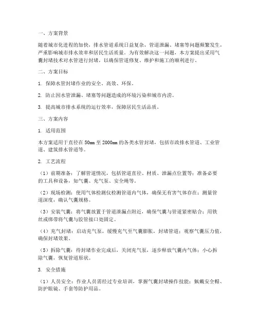 气囊封堵水管的专项方案