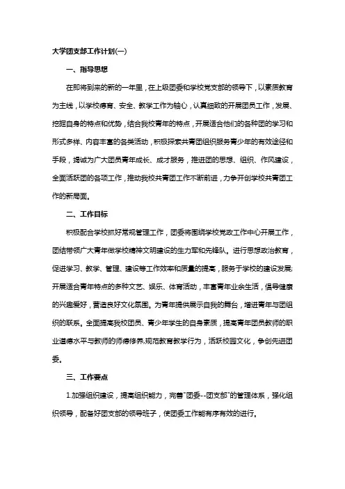 大学团支部工作计划2019年