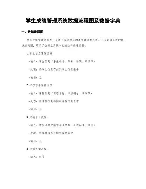 学生成绩管理系统数据流程图及数据字典