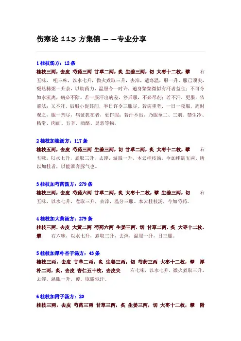 伤寒论113方金匮要略143方