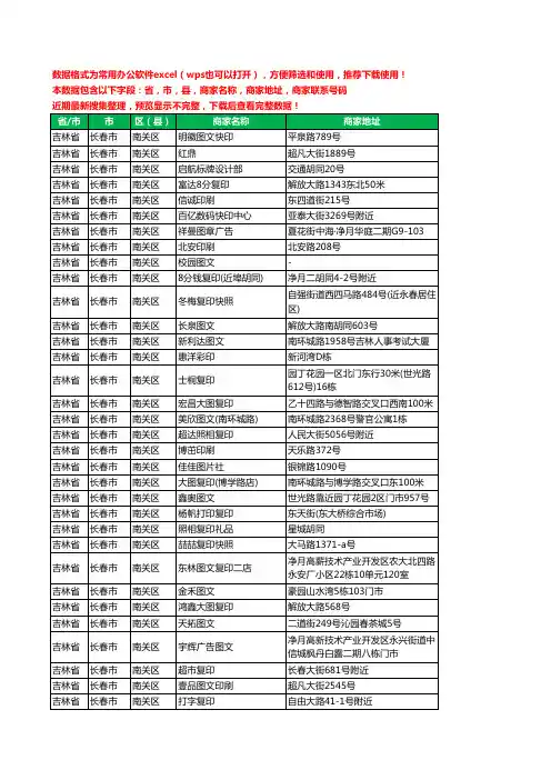 2020新版吉林省长春市南关区图文工商企业公司商家名录名单黄页联系电话号码地址大全309家