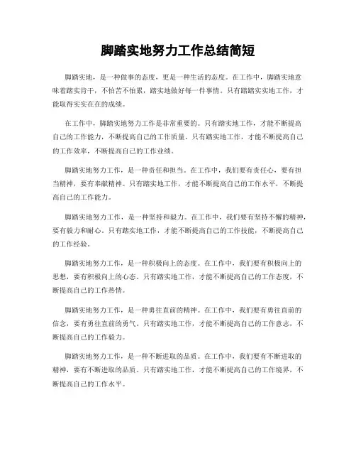 脚踏实地努力工作总结简短