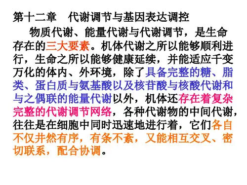 2020-2021学年高中生物竞赛代谢调节与基因表达调控课件