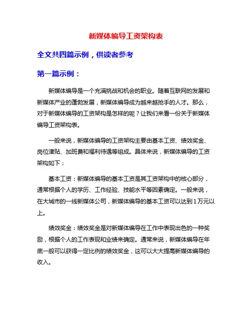 新媒体编导工资架构表