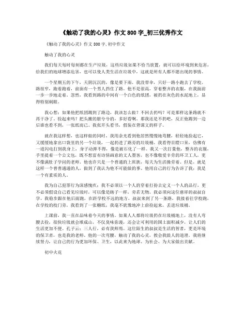 《触动了我的心灵》作文800字_初三优秀作文