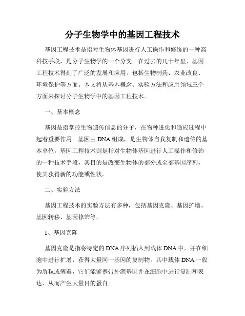 分子生物学中的基因工程技术