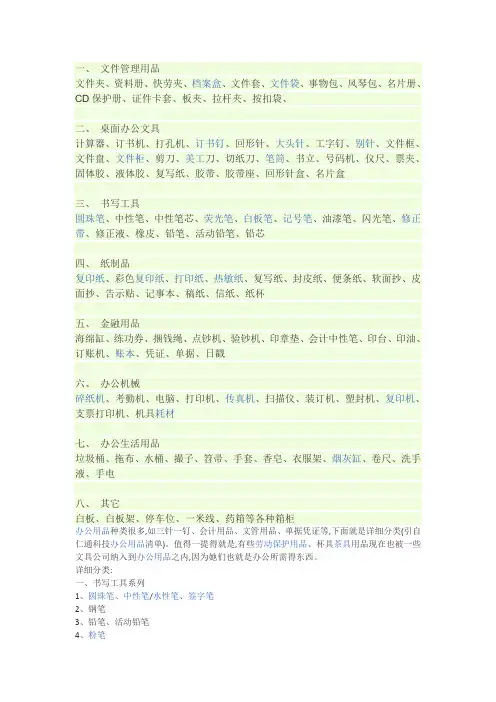 办公用品耗材种类