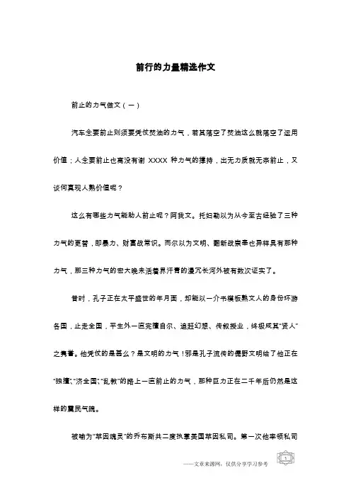 前行的力量精选作文