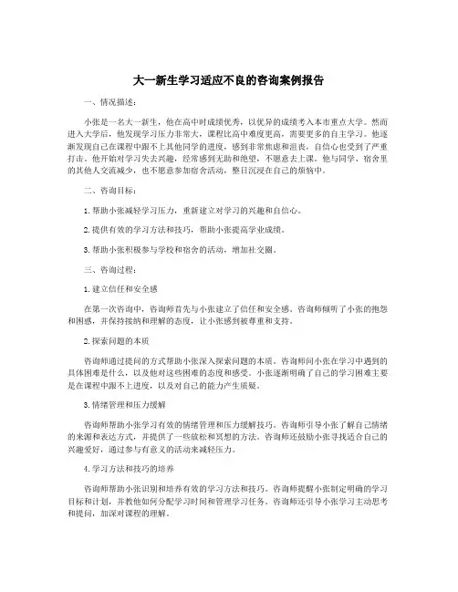 大一新生学习适应不良的咨询案例报告
