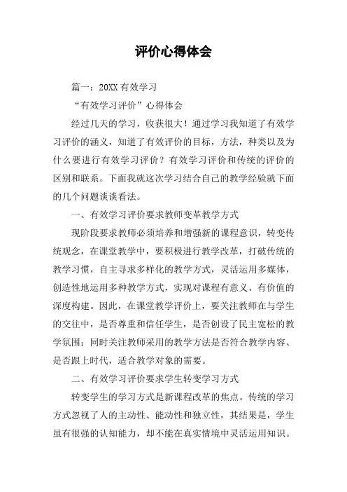 评价心得体会