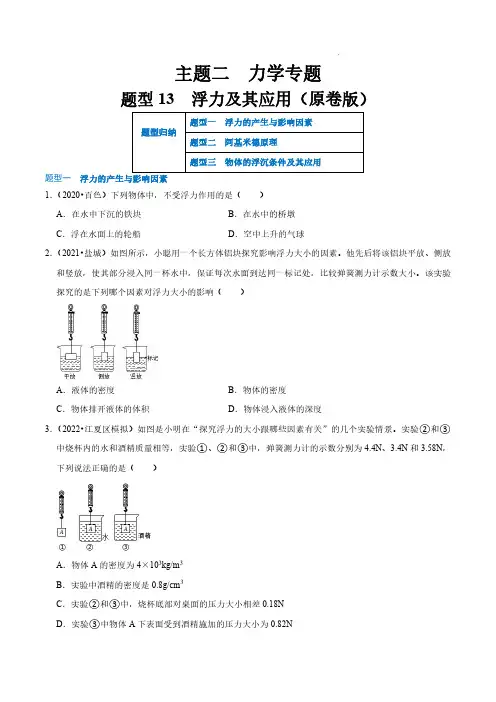 题型13  浮力及其应用(原卷版)