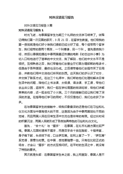 对外汉语见习报告
