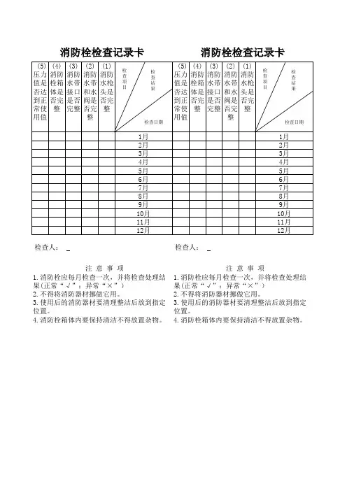 消防栓检查记录表