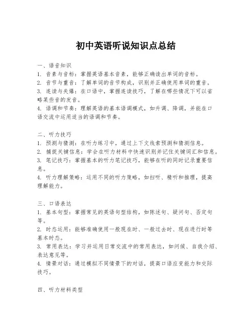初中英语听说知识点总结