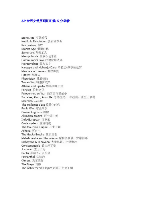 AP世界史常用词汇汇编