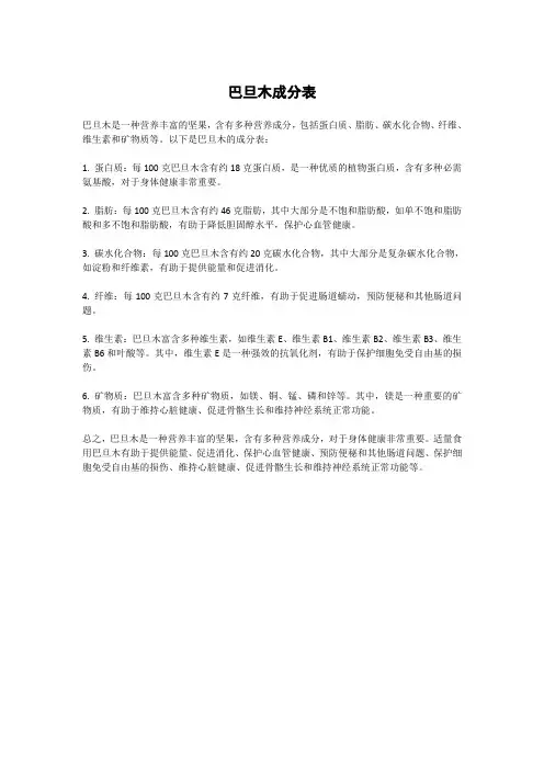 巴旦木成分表