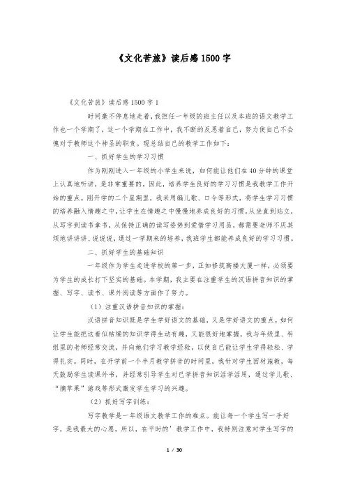 《文化苦旅》读后感1500字