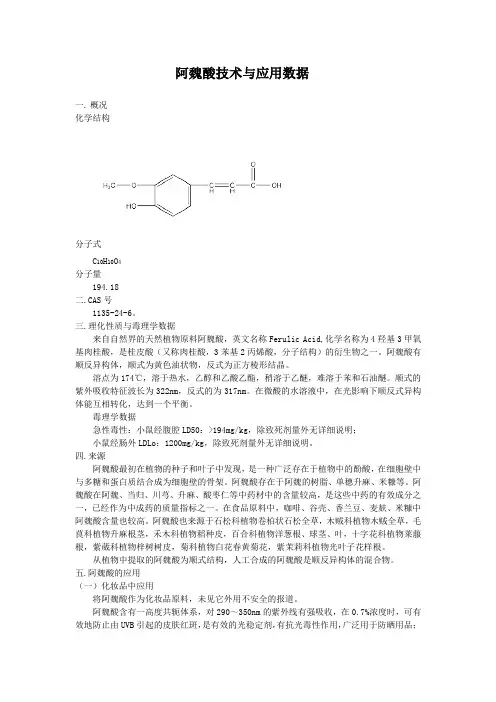 阿魏酸技术与应用数据