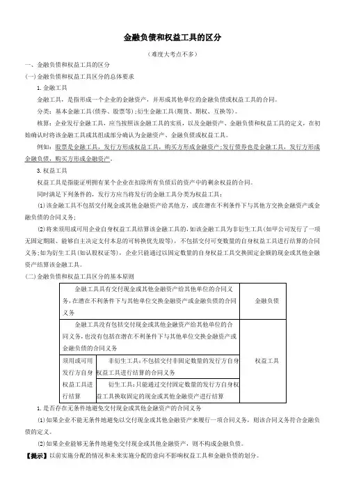 2019年CPA考点(金融负债和权益工具的区分)