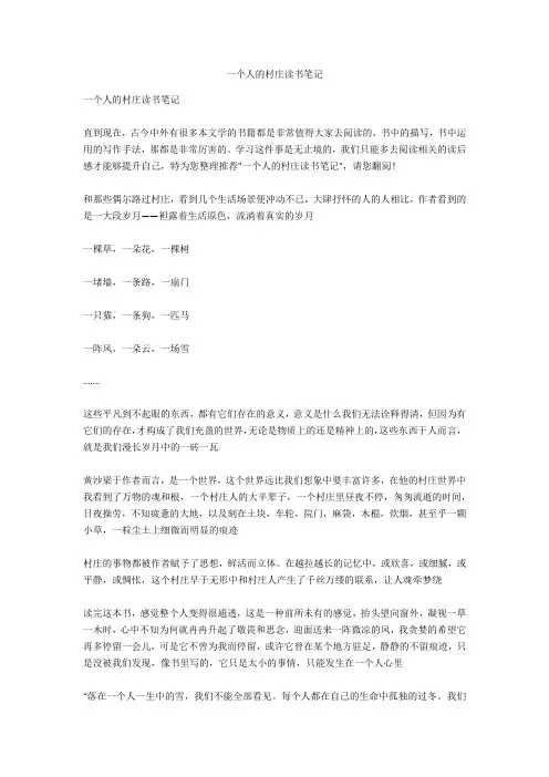 一个人的村庄读书笔记