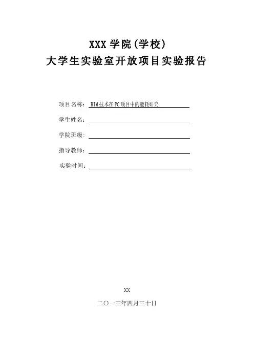 大学生实验室开放项目实验报告