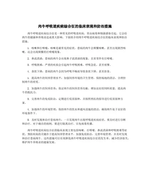 肉牛呼吸道疾病综合征的临床表现和防治措施